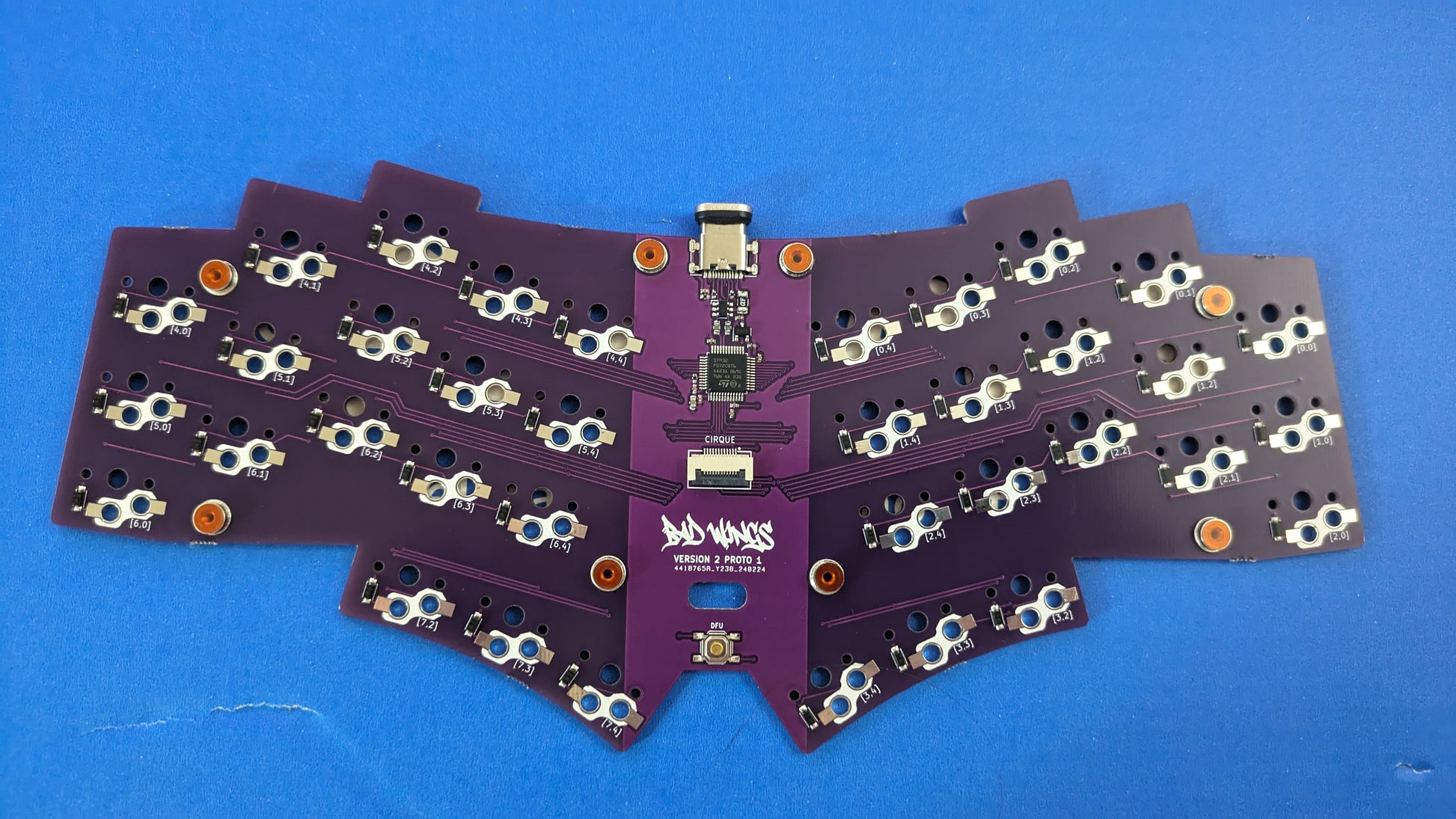Bad Wings V2 Prototype 1 - back side PCB with components
